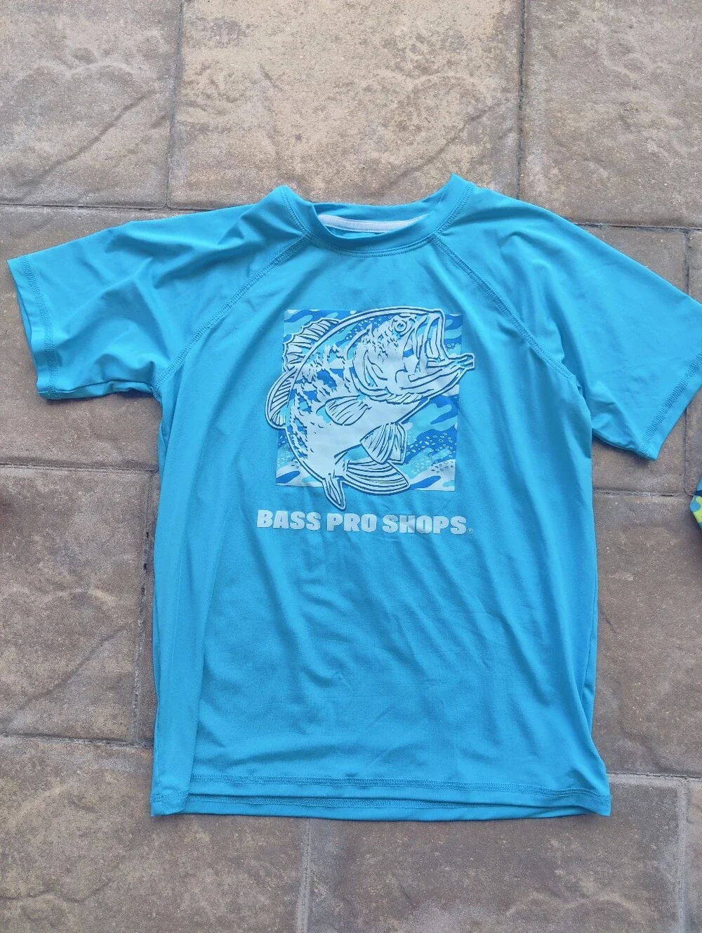 Bass Pro Shops Kids' Turquoise Tee & Blue-Green Camo Hooded Swim Tops